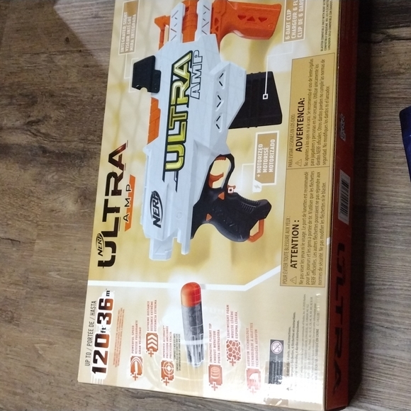 Nerf Ultra Amp Motorized Blaster - 6-Dart Clip With Ultra Darts For Extreme Distance